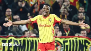 Mamadou Sangaré in action for Lens, the Mali midfielder who has joined Brentford for a club-record fee