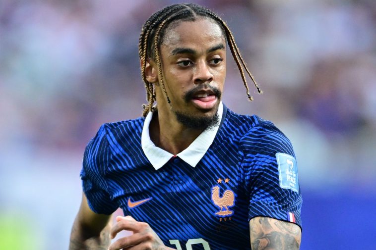 Bradley Barcola in action for France during the World Cup