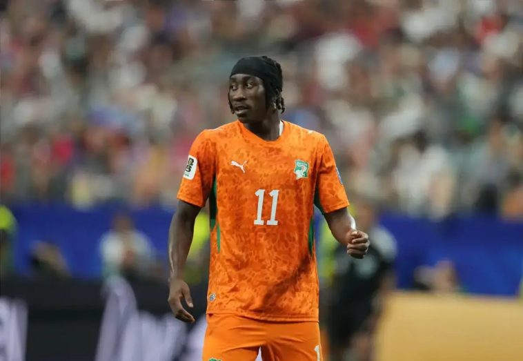 Yan Diomande of Ivory Coast looks on during a FIFA World Cup 2026 match