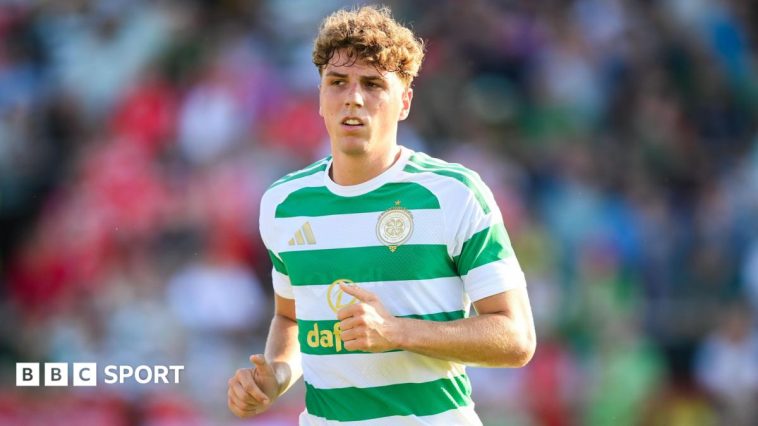Arne Engels in action for Celtic in his green and white hooped jersey ahead of his £22m move to West Ham United