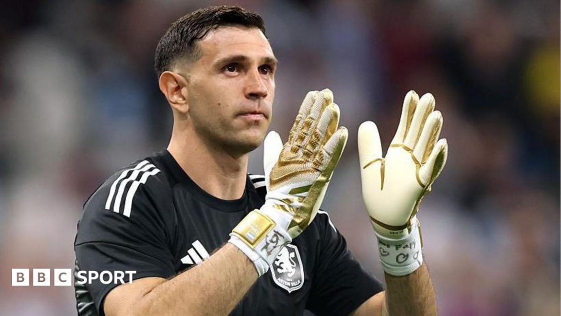 Emi Martinez of Aston Villa in his goalkeeper kit during a Premier League match