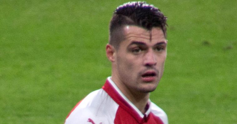 Granit Xhaka pictured in an Arsenal shirt