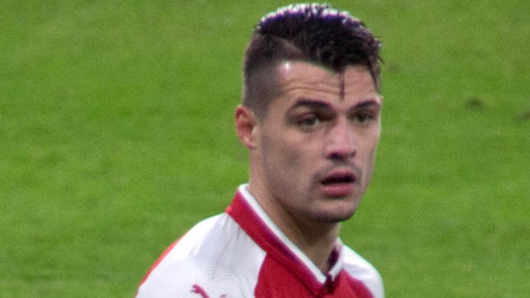 Granit Xhaka pictured in an Arsenal shirt