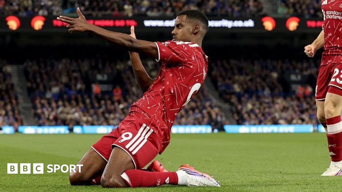 Cody Gakpo and Alexander Isak celebrate after Liverpool's second goal in the 2-0 win at Ipswich Town. Photo: Getty Images